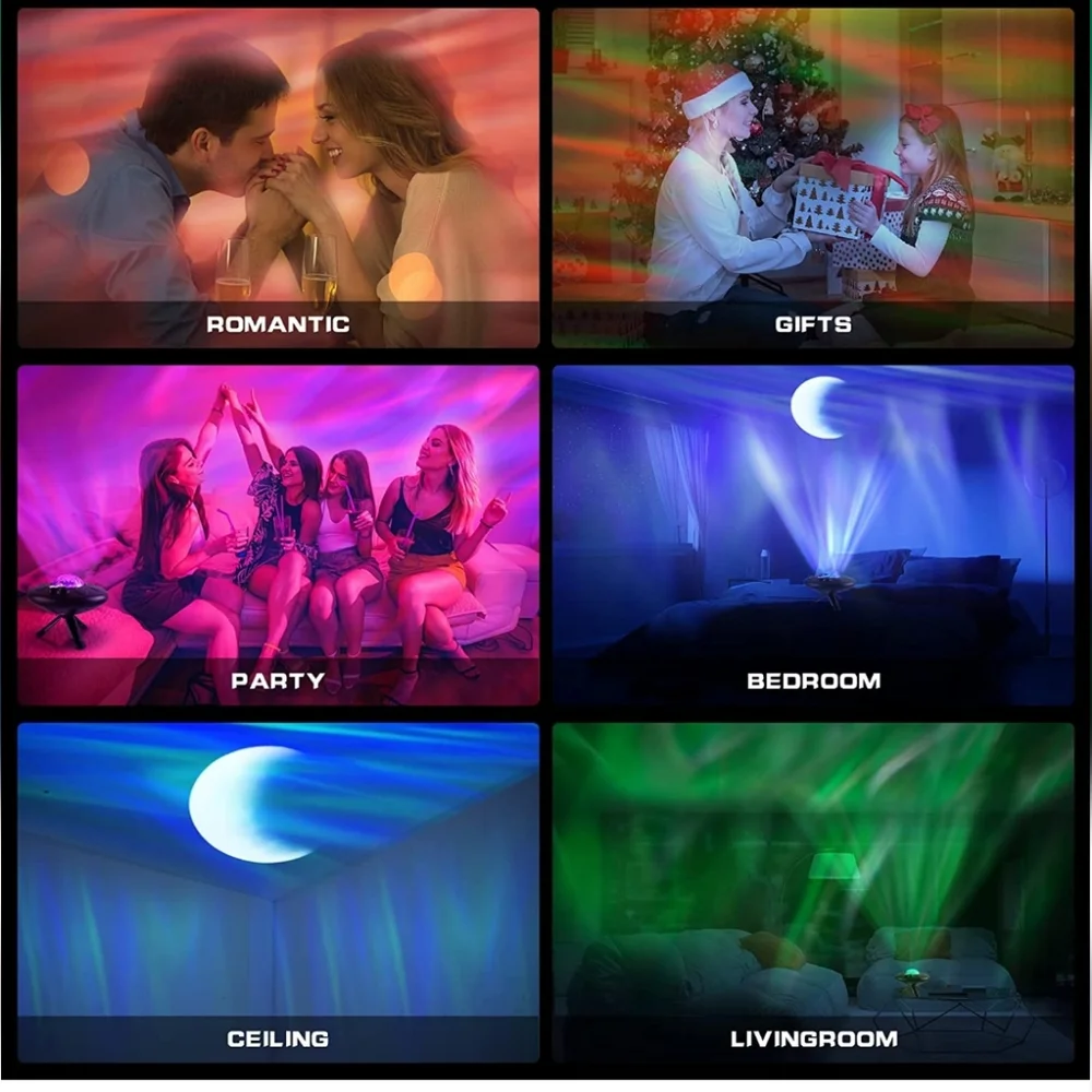 Room Projector Bluetooth Music Celestial Stars Moon Remote Multi Color NIB